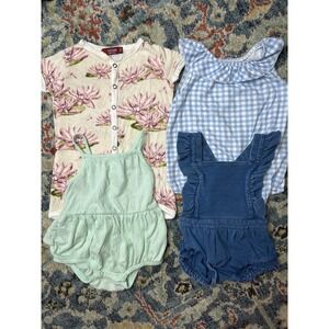 Girls 3-6M Milk Barn Pastourelle Cat & Jack Bubble Romper Bundle